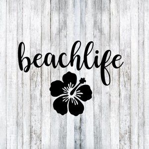 Beach Life Hibiscus Flower Car Window Decal